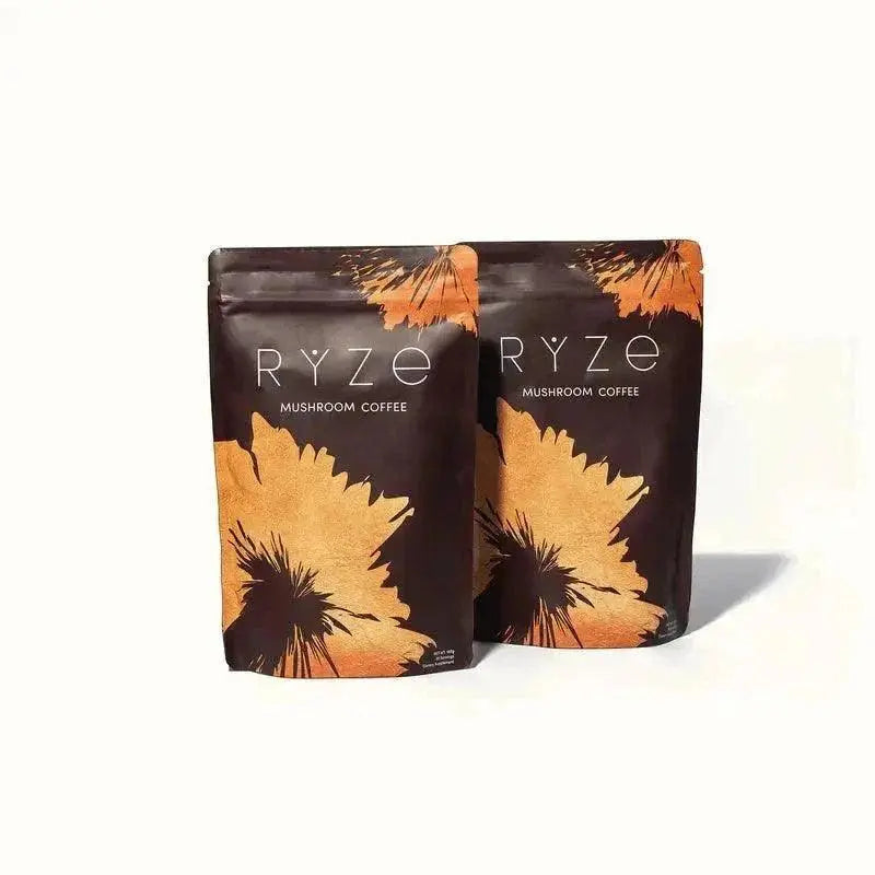RYZE Mushroom Coffee Pack of 2 | 6 Adaptogenic Mushrooms | Organic | Instant Coffee | MCT Oil | Better Energy, Focus, Digestion, Immunity | Cordyceps, Lion’s Mane, Shiitake, Reishi, Turkey Tail, King Trumpet - Jia Sales