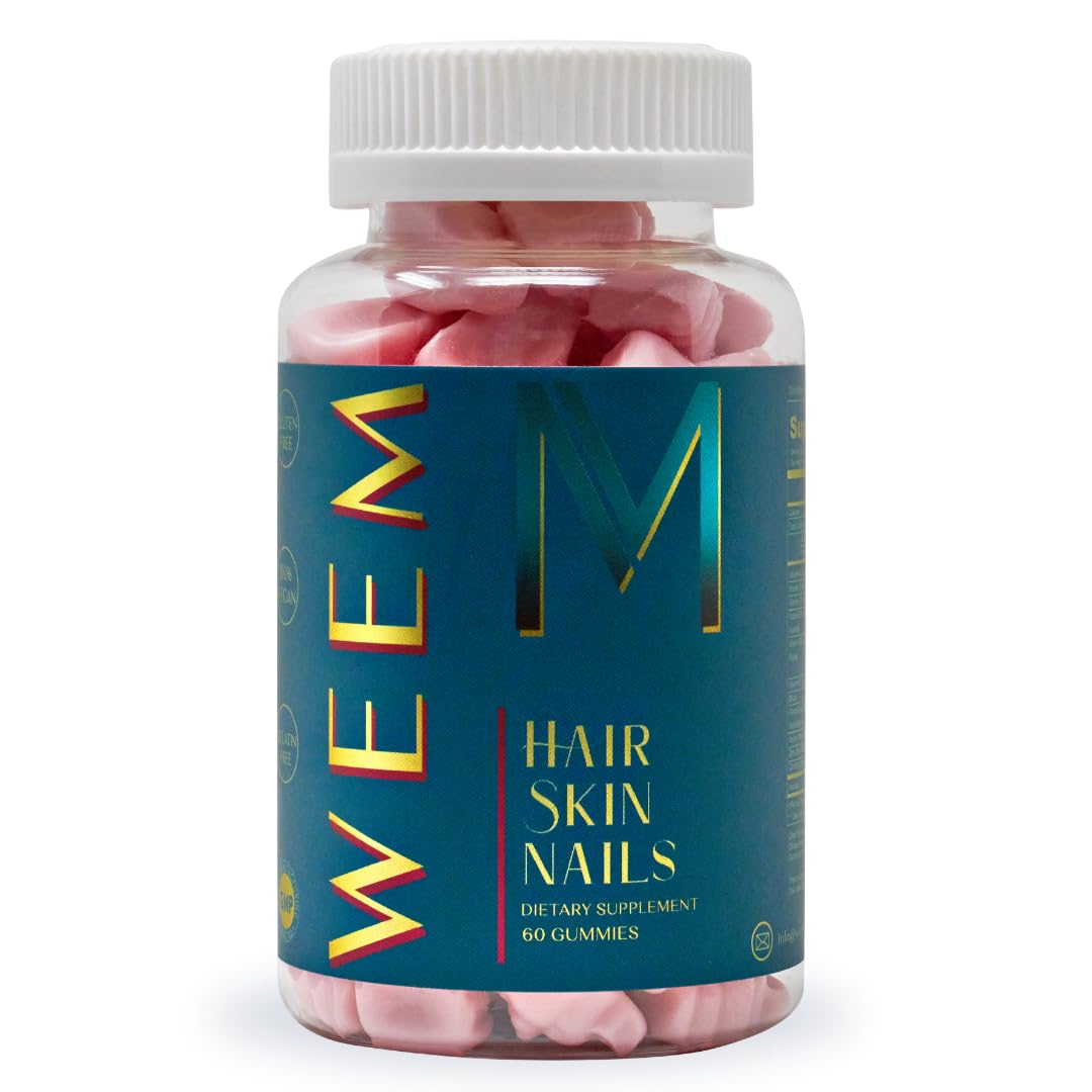 WEEM Hair Skin and Nails Gummies - Supports Healthy Hair - Vegan biotin Vitamins for Women & Men Supports Faster Hair Growth, Stronger Nails, Healthy Skin, Extra Strength (2)