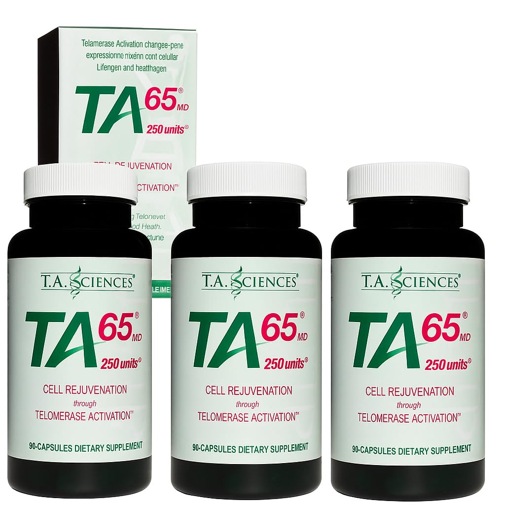 T.A. Sciences TA-65 Telomere Activation Supplement - 2.5 Times Potency, 90 Capsules (1-Pack (90 Count), with Box)
