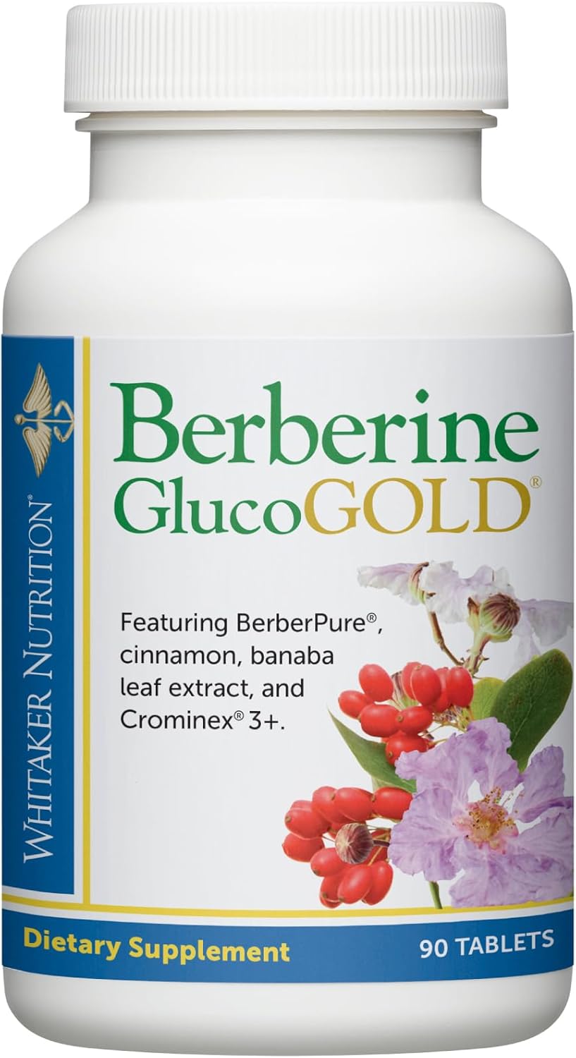 Dr. Whitaker’s Berberine GlucoGold Supplement with 1500 mg per Day of BerberPure Berberine, Concentrated Cinnamon, Crominex Chromium and Banaba Leaf Extract (90 Tablets)