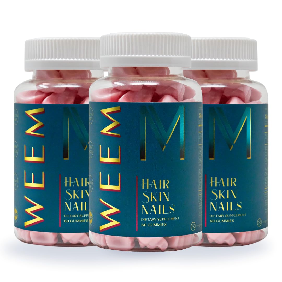 WEEM Hair Skin and Nails Gummies - Supports Healthy Hair - Vegan biotin Vitamins for Women & Men Supports Faster Hair Growth, Stronger Nails, Healthy Skin, Extra Strength (2)
