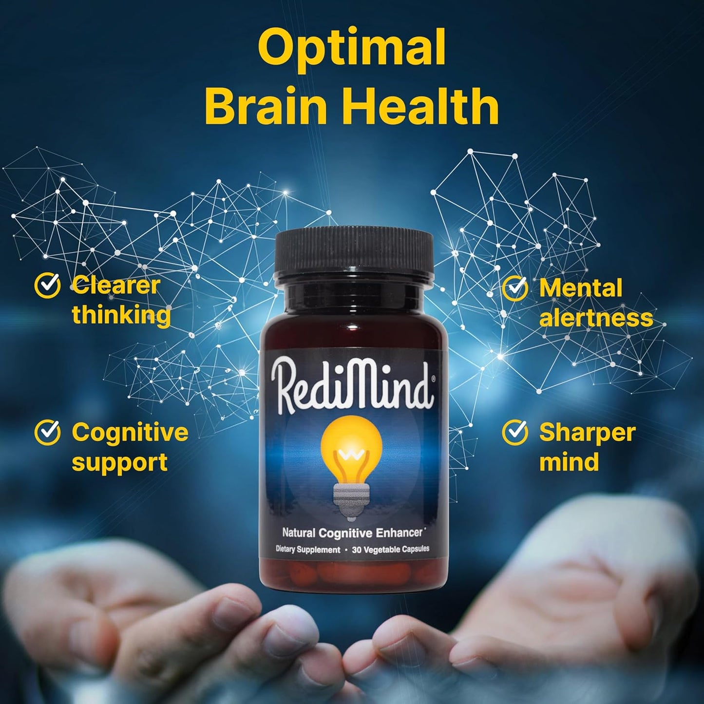 RediMind – Natural Brain Booster & Memory Support (Vegan, 30 Capsules)