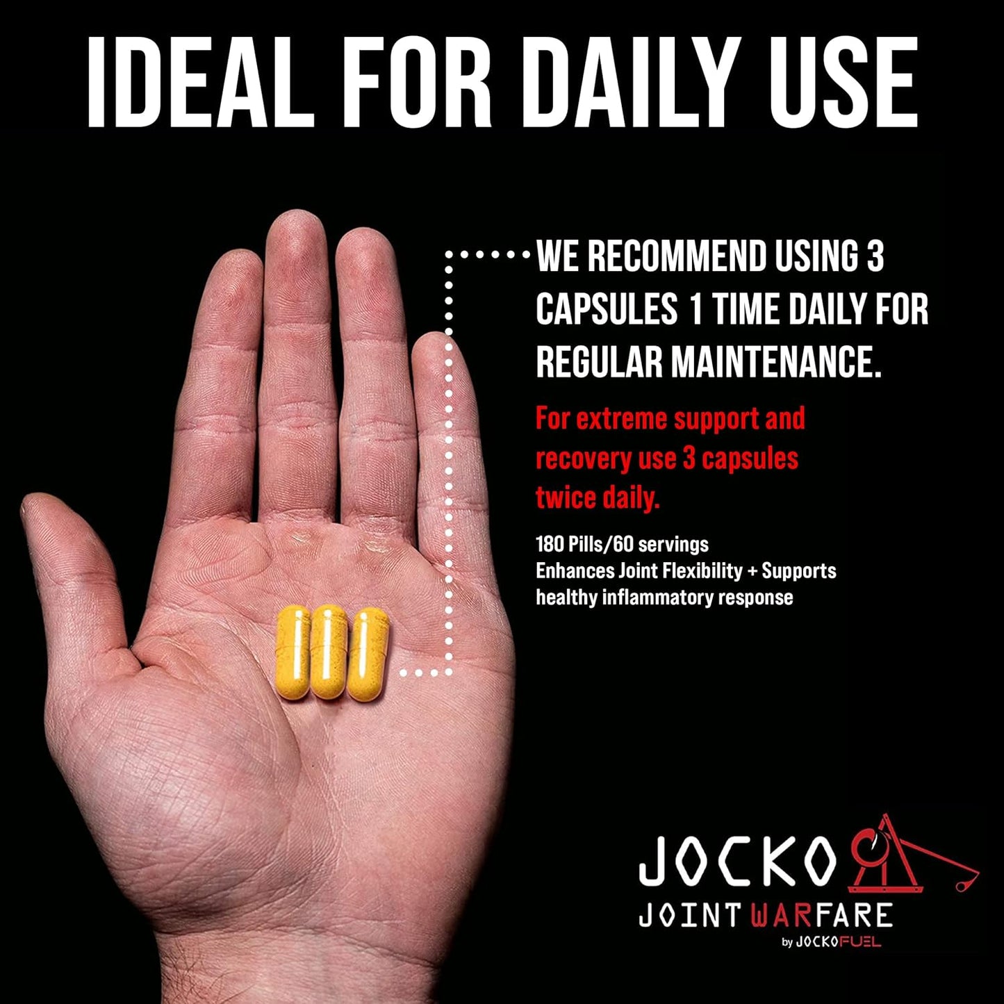 Jocko Fuel Joint Support Supplement - Glucosamine MSM for Joint Pain(180 Capsules)