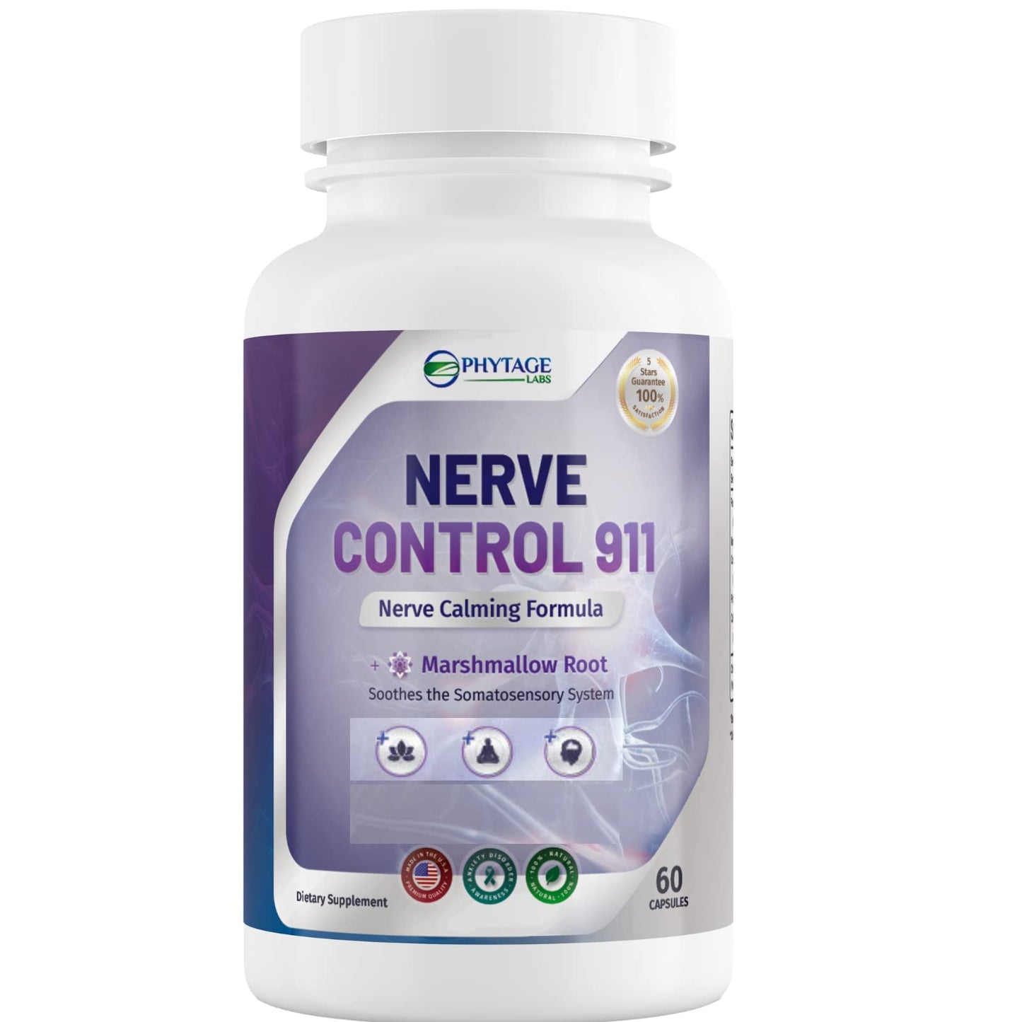 Supplement bottle labeled 'Nerve Control 911' on a white background
