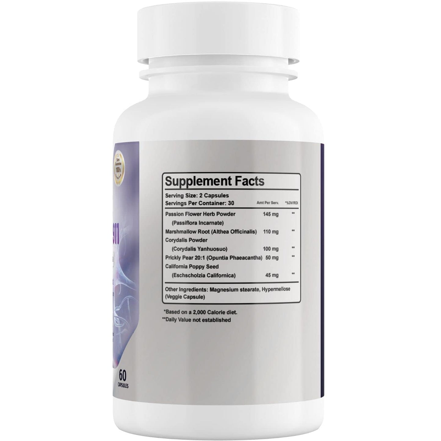 Supplement bottle with label showing 'Supplement Facts' on a white background